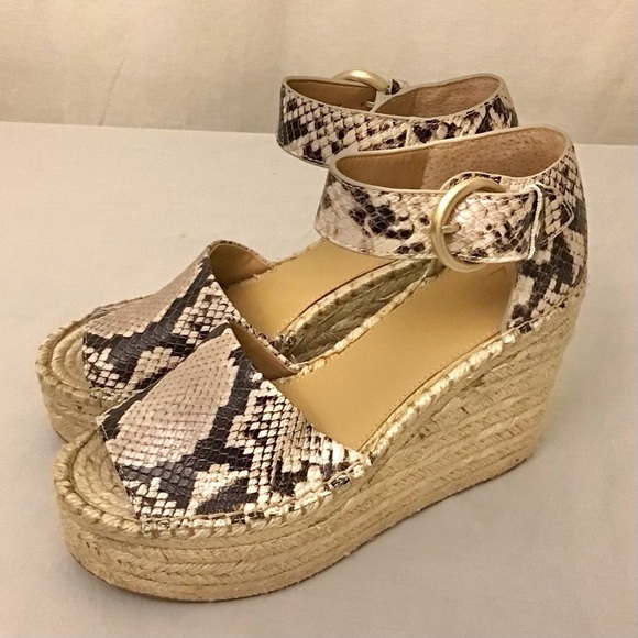 Marc Fisher 7.5 Women's Lalida Espadrille Wedge Sandals Snakeskin Print Leather - Picture 3 of 11